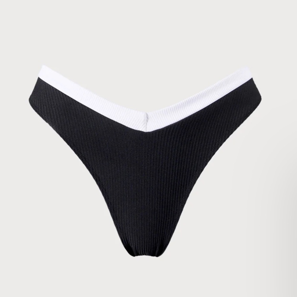 Contrast Trim V-Cut Bikini Bottom - Picture 2 of 7